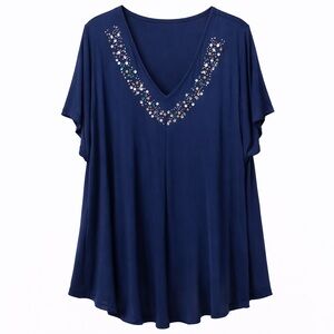 💙 NWOT! Navy Embellished Blouse